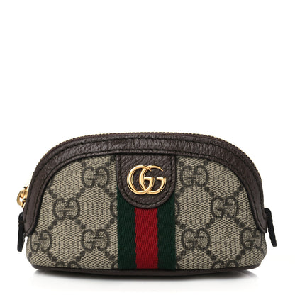 Gucci GG Supreme Monogram Web Ophidia Dome Key Pouch Beige New Acero 1 of 7