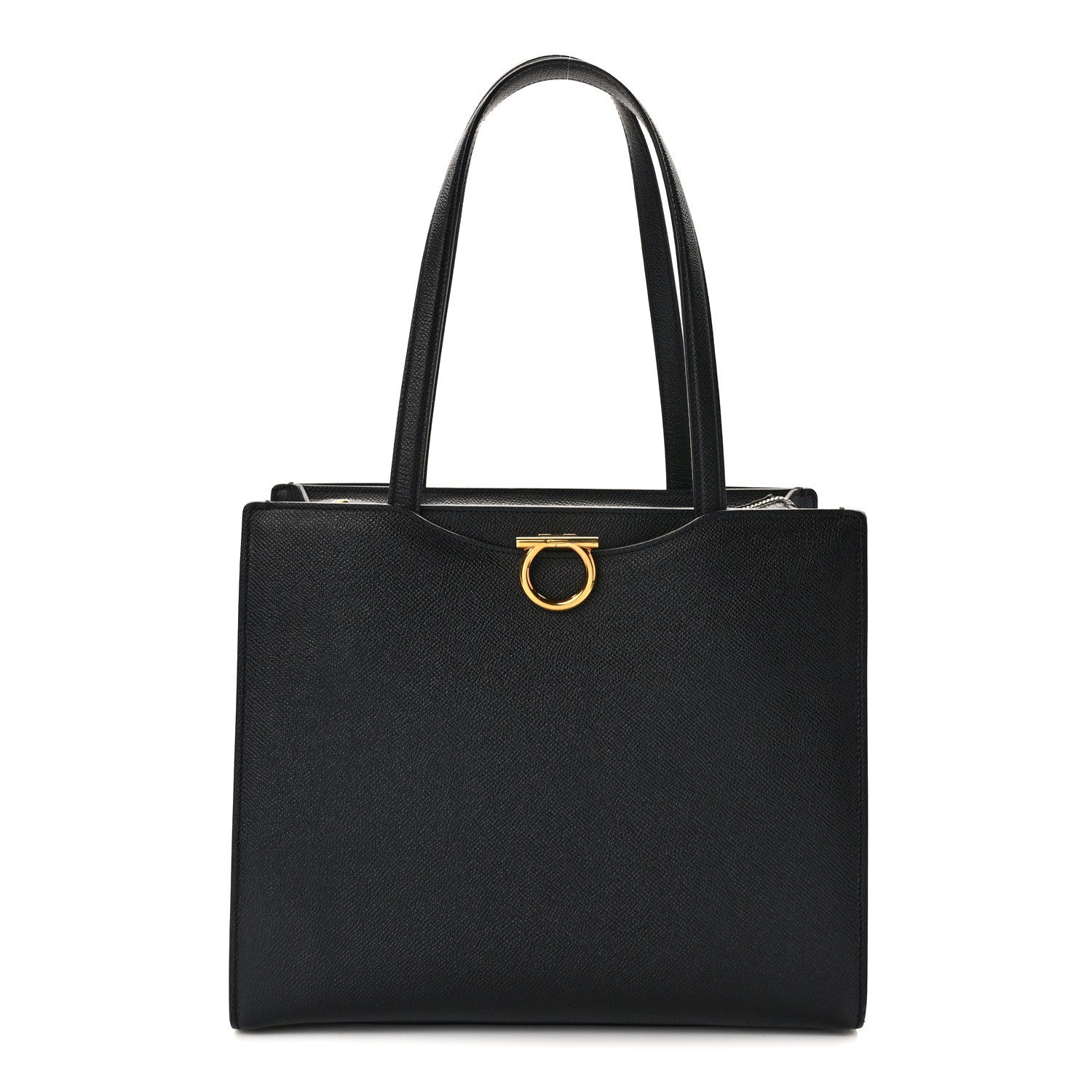 Salvatore Ferragamo Grainy Calfskin Gemini Tote Black Bonbon 1 of 13