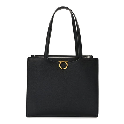 Salvatore Ferragamo Grainy Calfskin Gemini Tote Black Bonbon 1 of 13