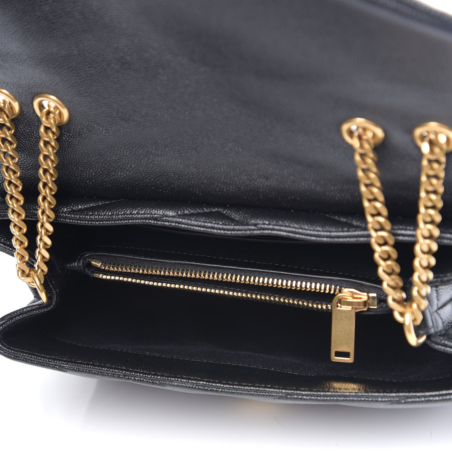 Saint Laurent Grain de Poudre Calfskin Y Quilted Monogram Small Loulou Chain Satchel Black 4 of 9