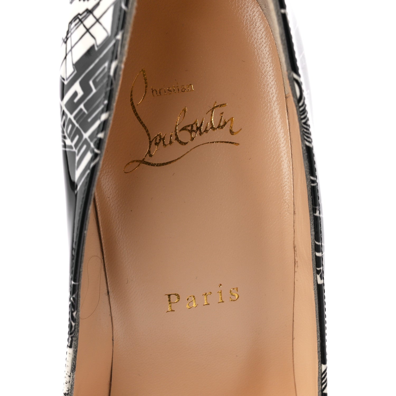 Christian Louboutin Patent Nicograf Pigalle Follies 100 Pumps 38 Black White 7 of 8