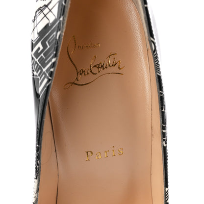 Christian Louboutin Patent Nicograf Pigalle Follies 100 Pumps 38 Black White 7 of 8