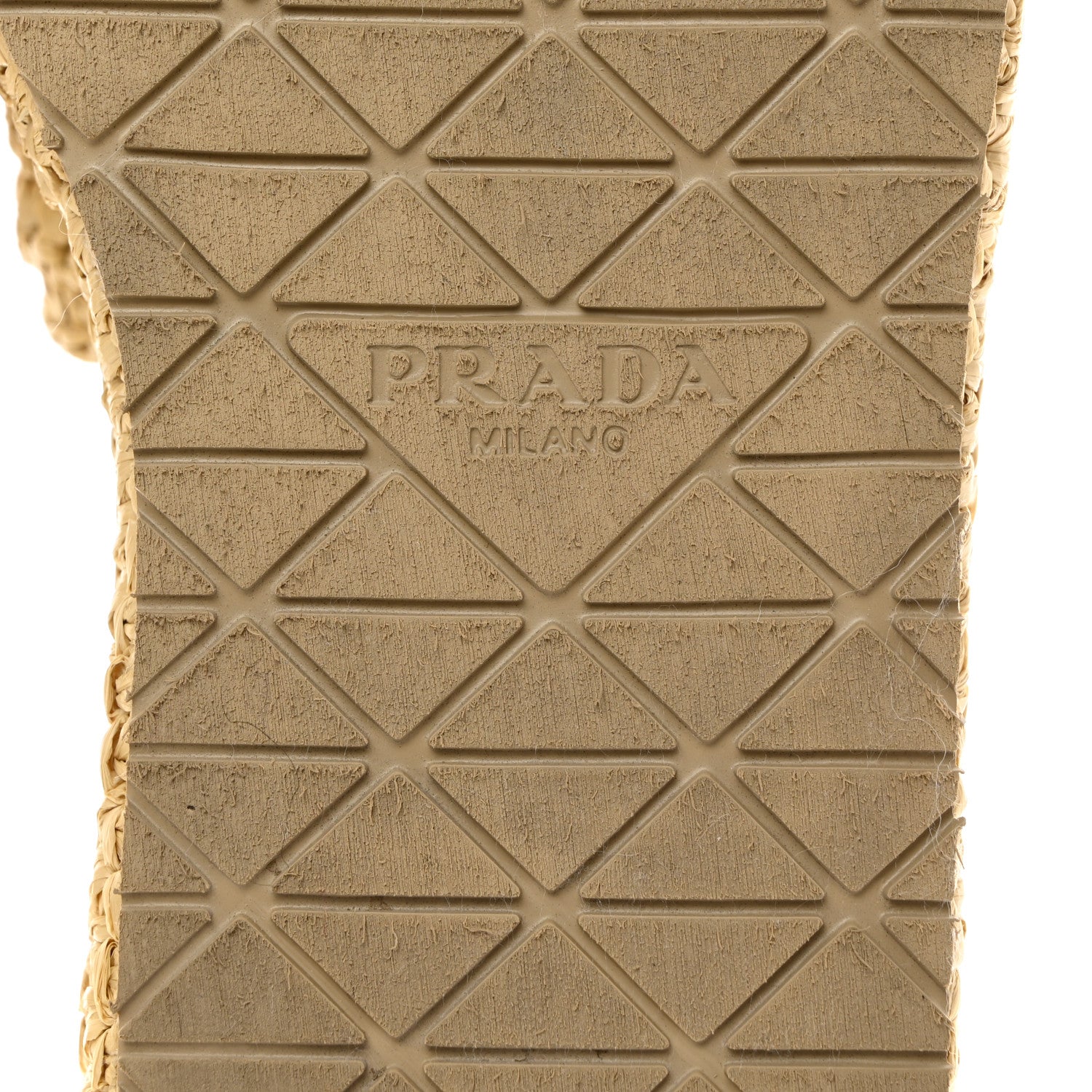 Prada Raffia Metal Triangle Logo Woven Flatform 35mm Slide Sandals 36 Naturale 8 of 9