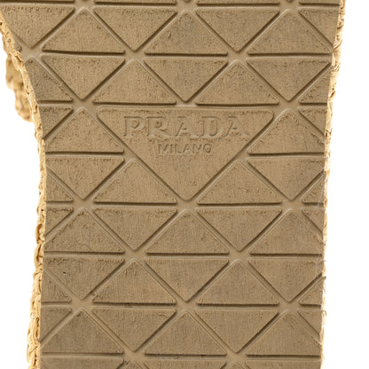Prada Raffia Metal Triangle Logo Woven Flatform 35mm Slide Sandals 36 Naturale 8 of 9