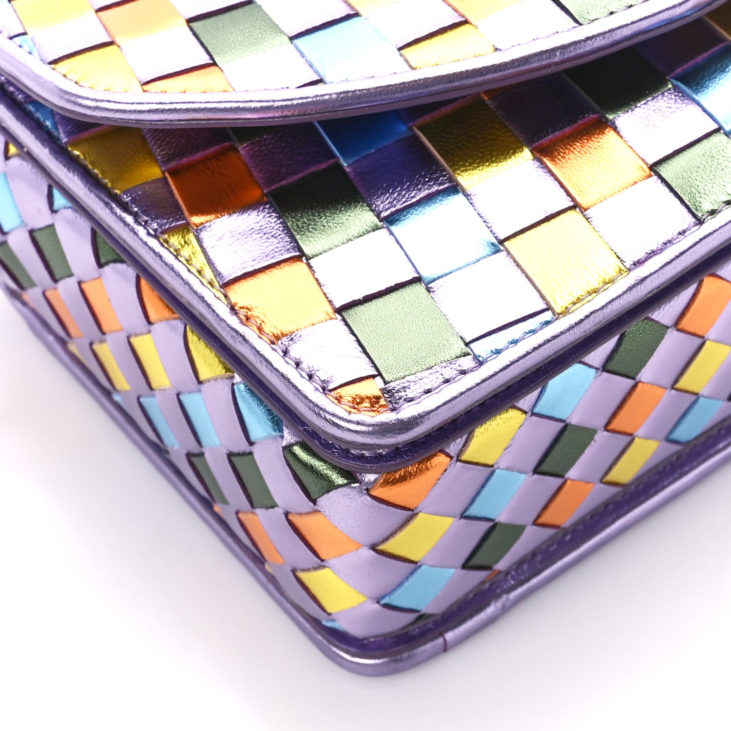 Christian Louboutin Calfskin Iridescent Damier Loubi54 Crossbody Clutch Multicolor 9 of 11