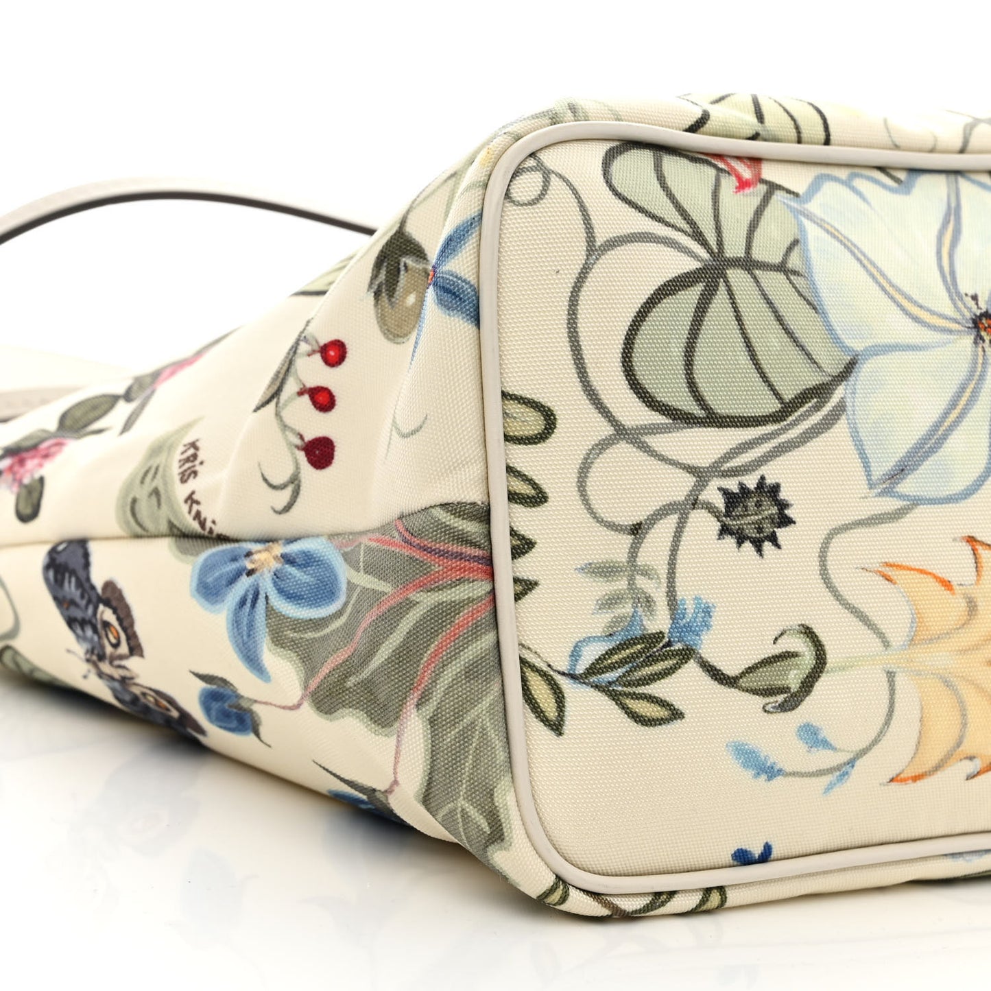 Canvas Flora Knight Medium Zippered Tote White