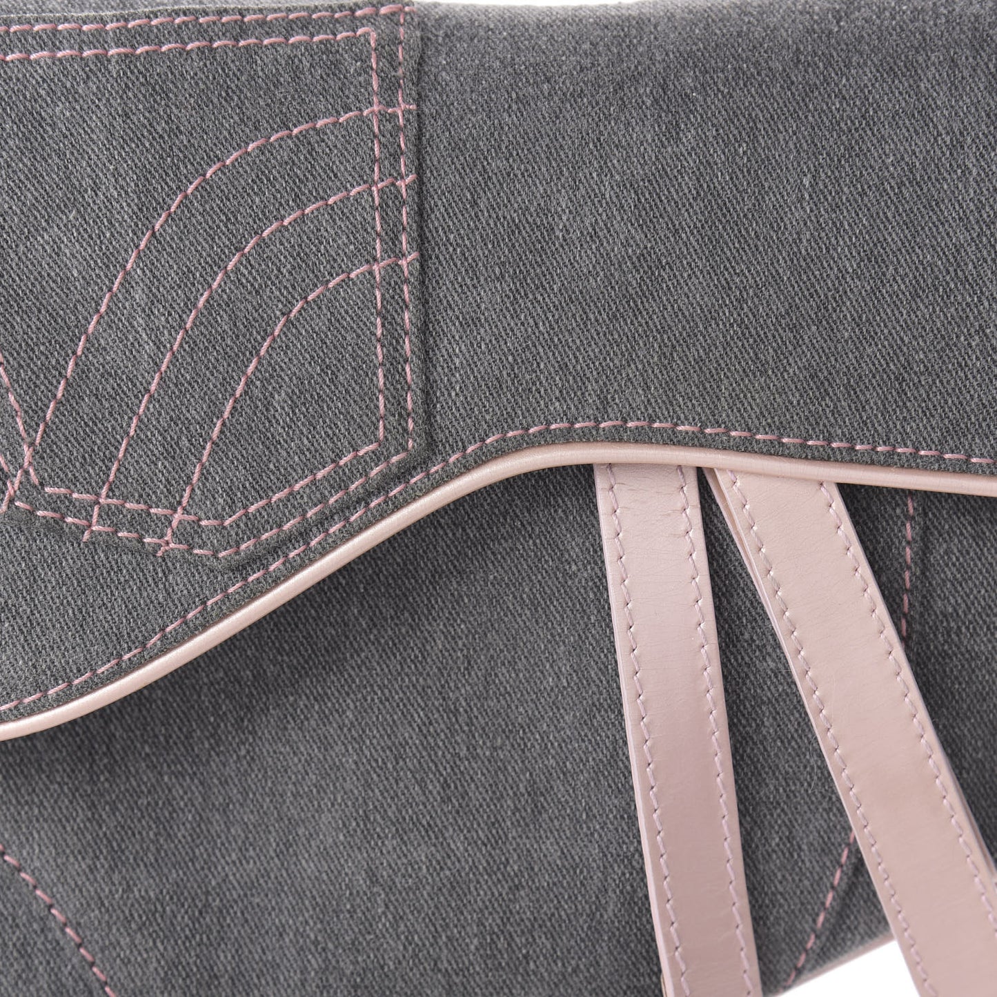 Patent Denim Jeans Saddle Bag Grey Pink