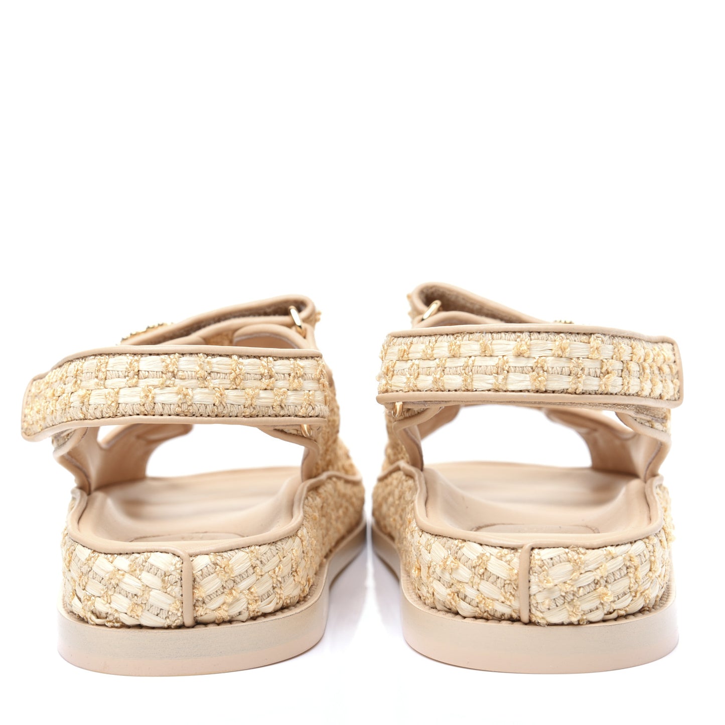 Braided Fabric Velcro Dad Sandals 39 Beige