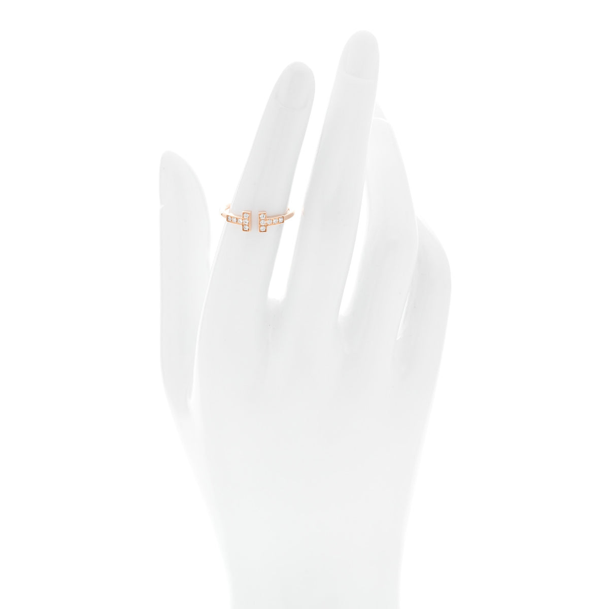 Tiffany 18K Rose Gold Diamond T Wire Ring 50 5.5 2 of 5