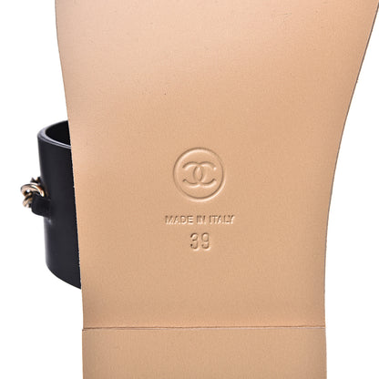 Chanel Calfskin Chain CC Logo Toe Ring Sandals 39 Black 7 of 9