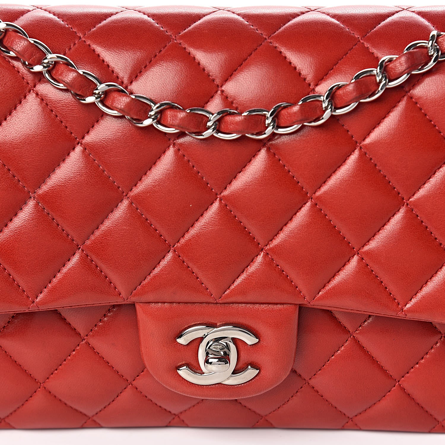 Chanel Lambskin Quilted Medium Double Flap Red 19 of 19