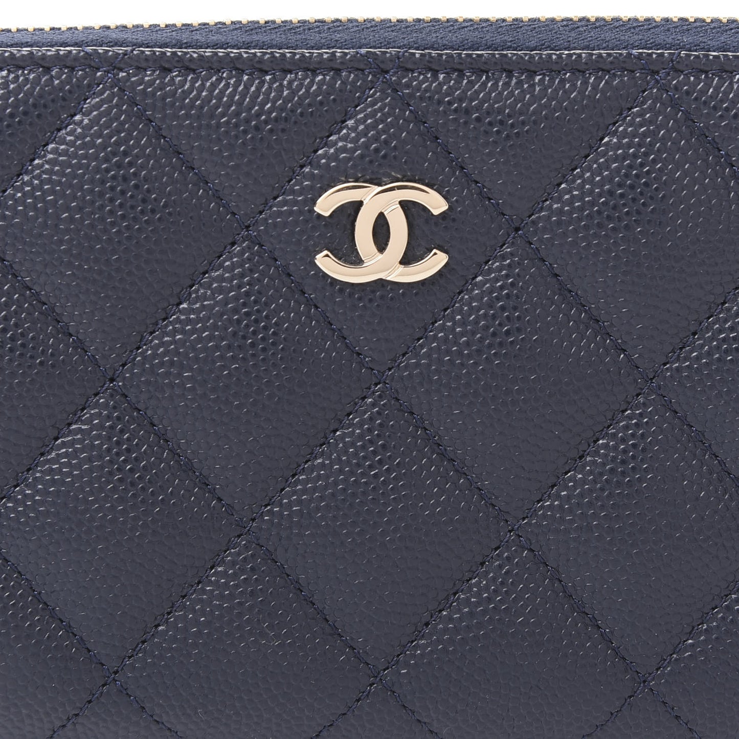 Caviar Quilted Small Zip Around Wallet Navy