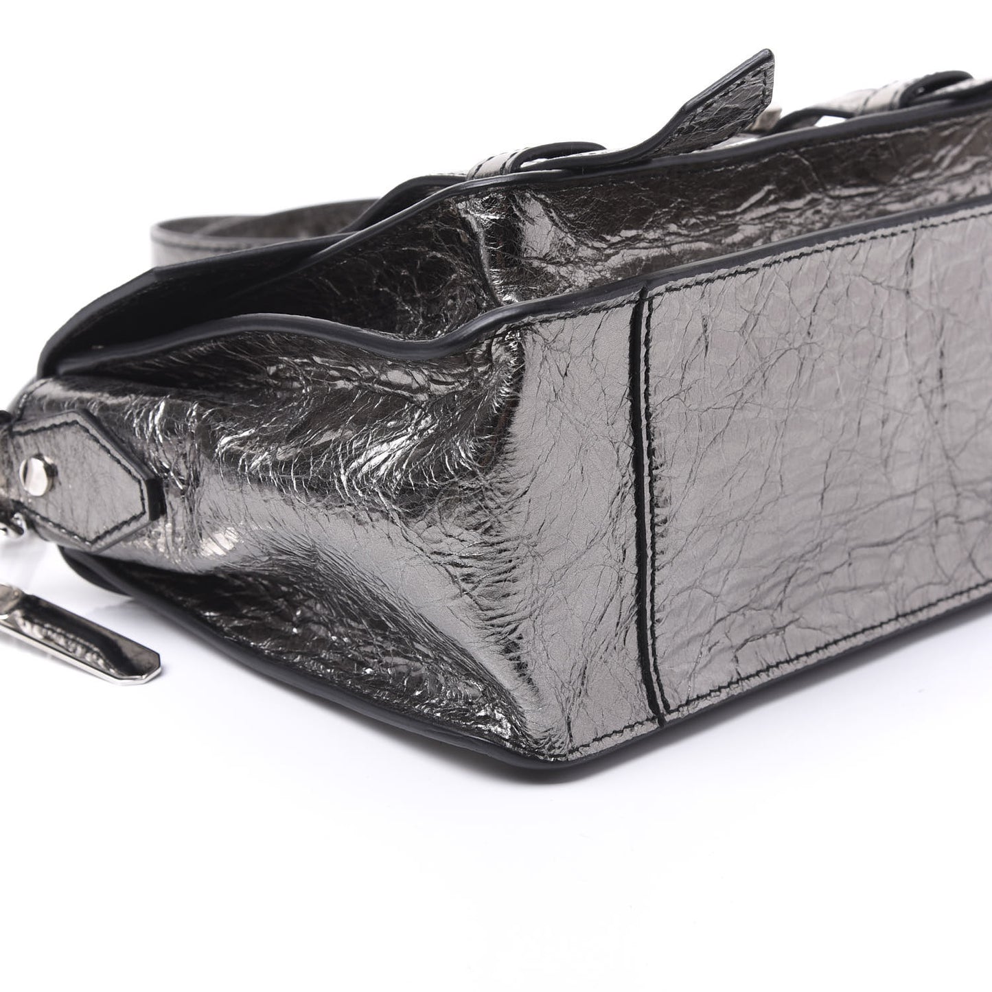 Metallic Lambskin Tiny PS1 Satchel Silver