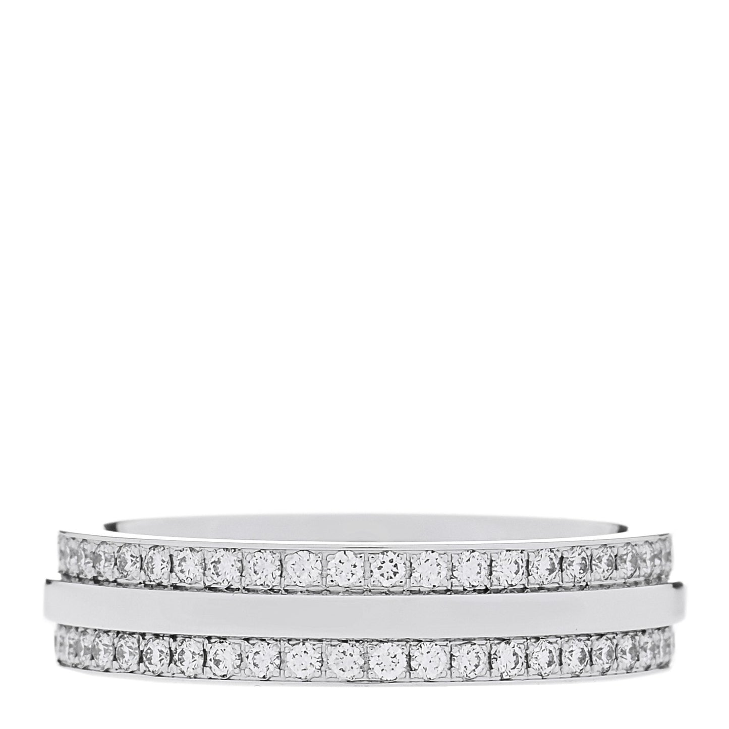 18K White Gold Diamond Narrow T Two Pave Ring 50 5.5