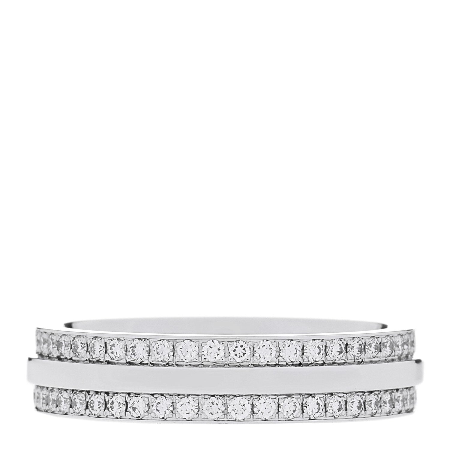 Tiffany 18K White Gold Diamond Narrow T Two Pave Ring 50 5.5 3 of 6