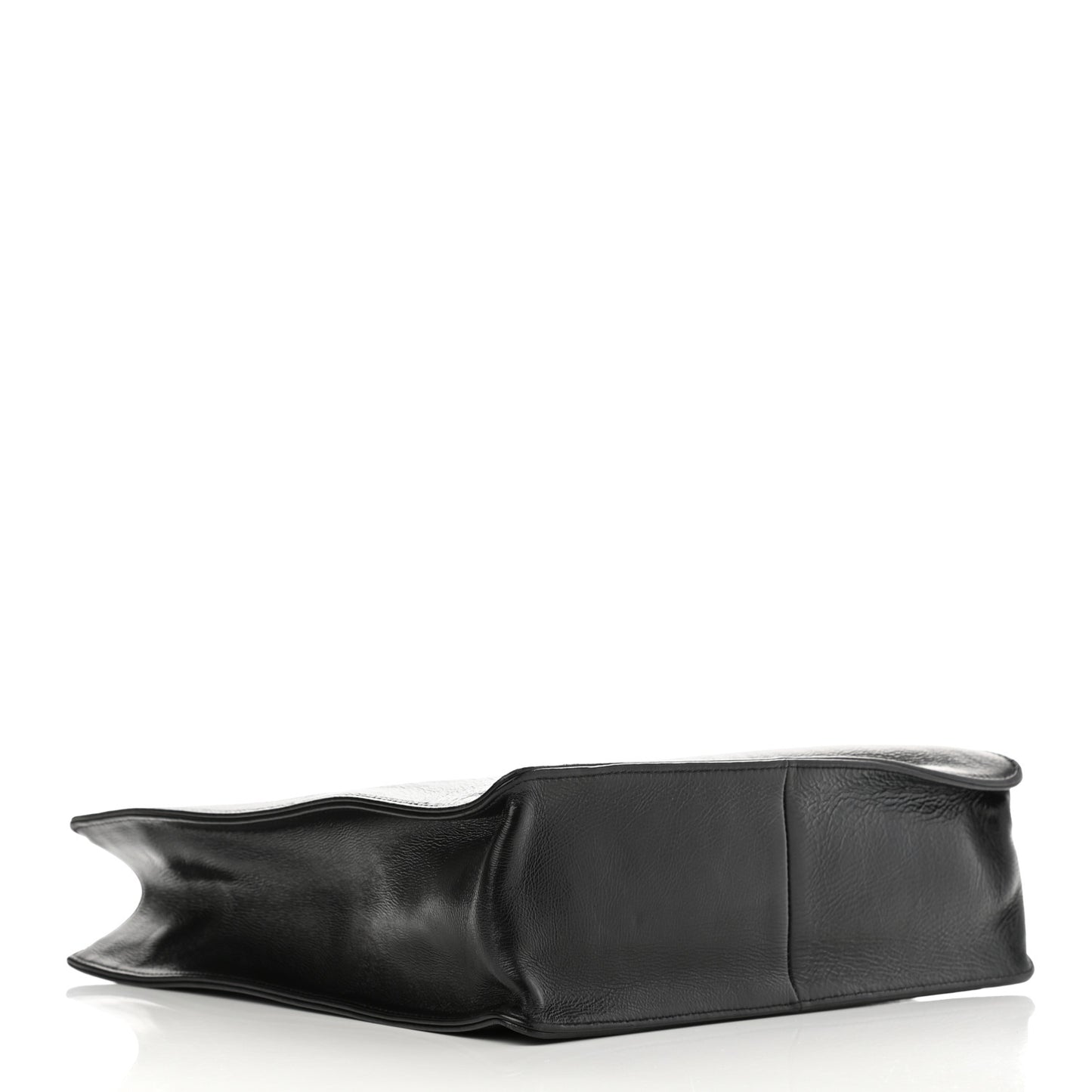 Shiny Aged Calfskin North South Shopping Bag Black