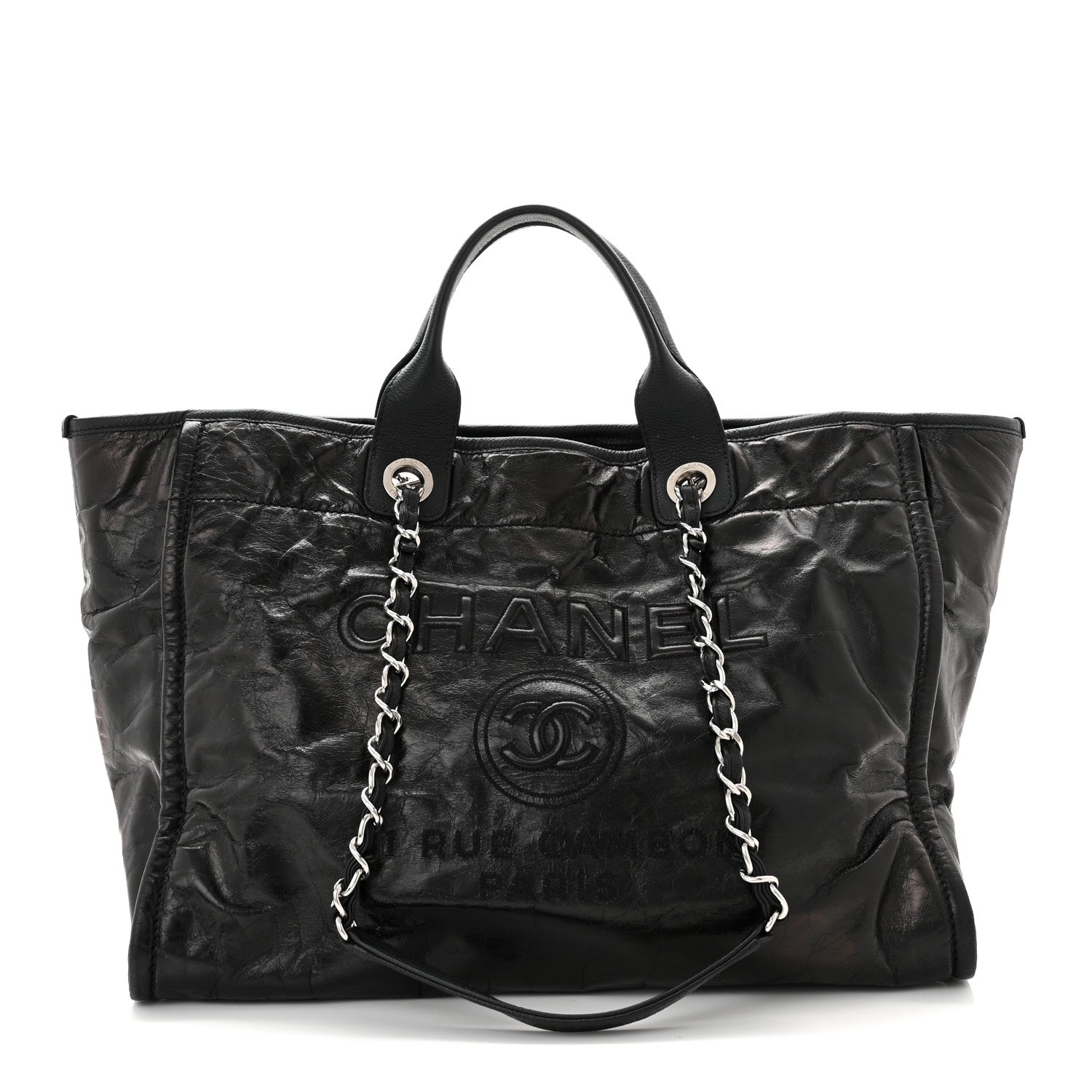 Chanel Glazed Calfskin Medium Deauville Tote Black 1 of 10