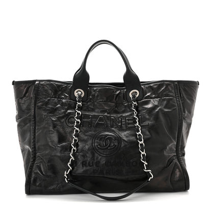 Chanel Glazed Calfskin Medium Deauville Tote Black 1 of 10