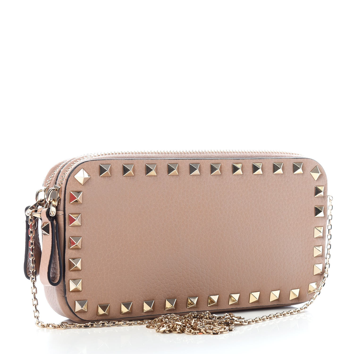 Valentino Garavani Pebbled Calfskin Rockstud Double Zip Camera Crossbody Bag Poudre 3 of 7