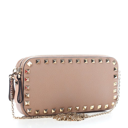 Valentino Garavani Pebbled Calfskin Rockstud Double Zip Camera Crossbody Bag Poudre 3 of 7
