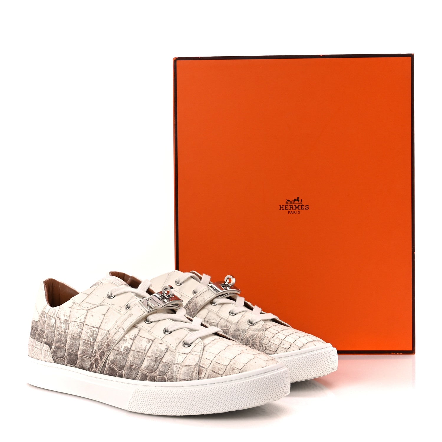 Hermes Matte Niloticus Crocodile Himalaya Mens Day Sneaker 43.5 Blanc 11 of 11