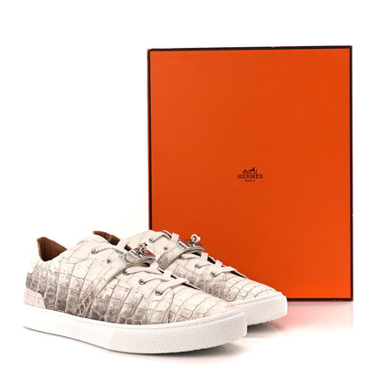 Hermes Matte Niloticus Crocodile Himalaya Mens Day Sneaker 43.5 Blanc 11 of 11