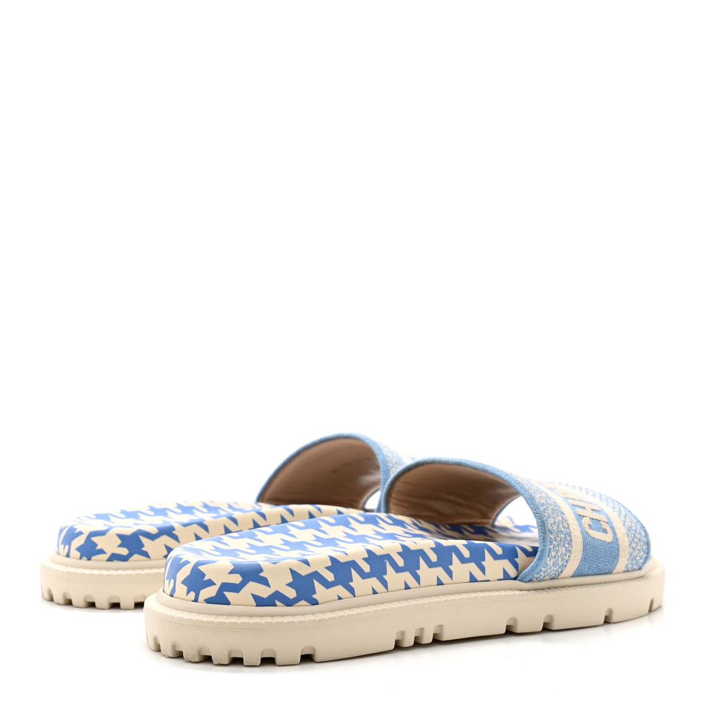 Micro PDP Cotton Houndstooth Embroidered Dway 10mm Slide Sandals 38.5 Cornflower