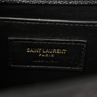 Saint Laurent Grain De Poudre Textured Mixed Matelasse Triquilt Medium Monogram Satchel Black 6 of 11