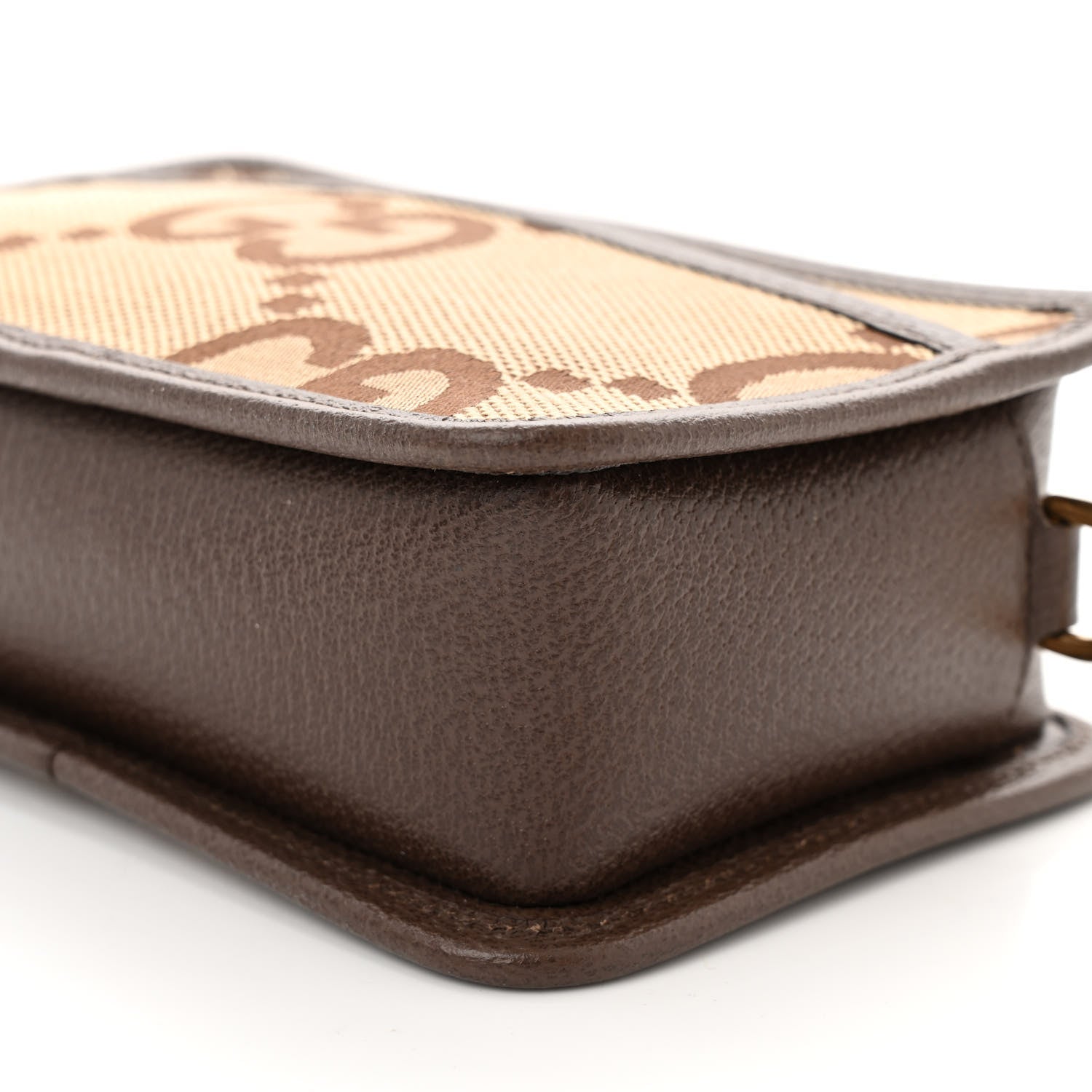 Gucci Monogram Jumbo GG Textured Dollar Calfskin Web Mini Crossbody Bag Camel Ebony New Acero 10 of 10