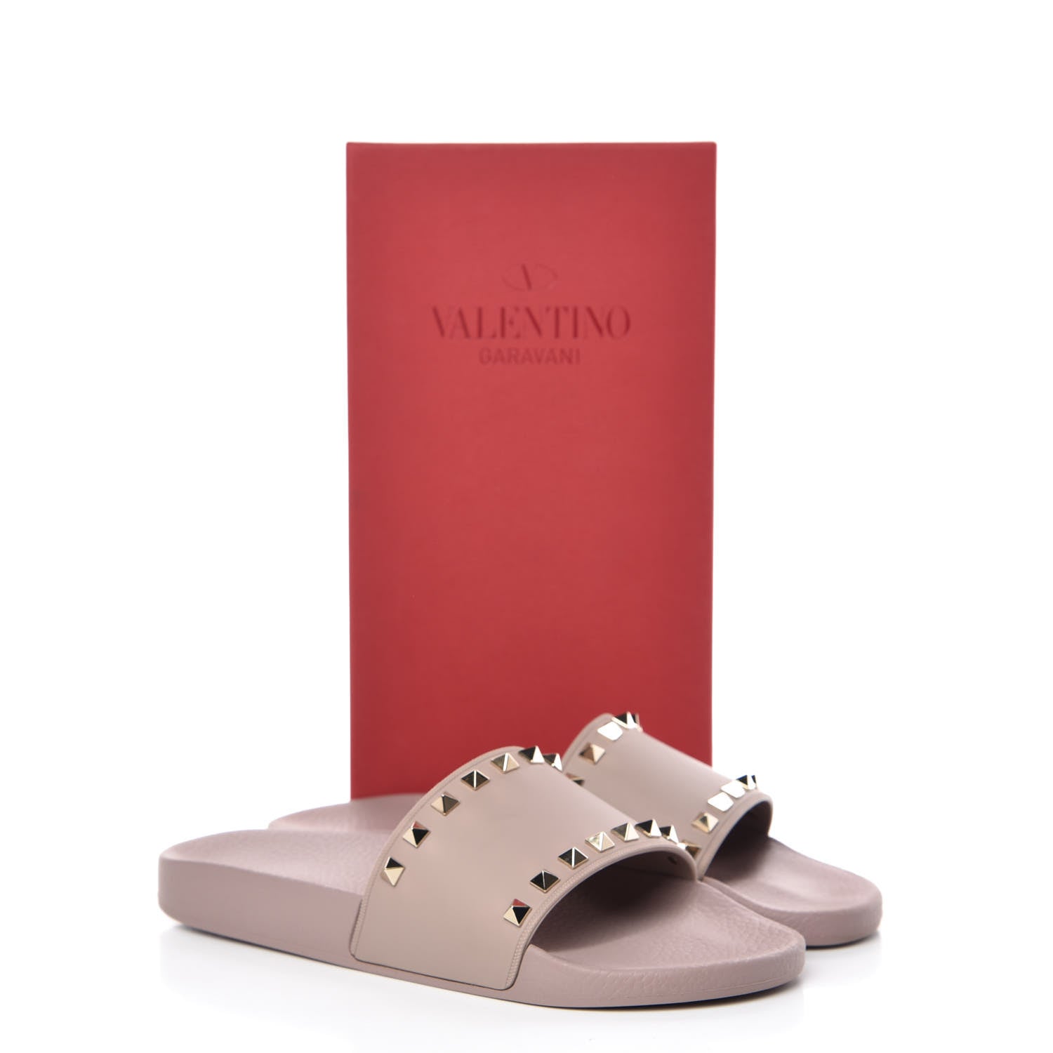 Valentino Garavani Rubber Rockstud Slide Sandals 40 Poudre 9 of 9