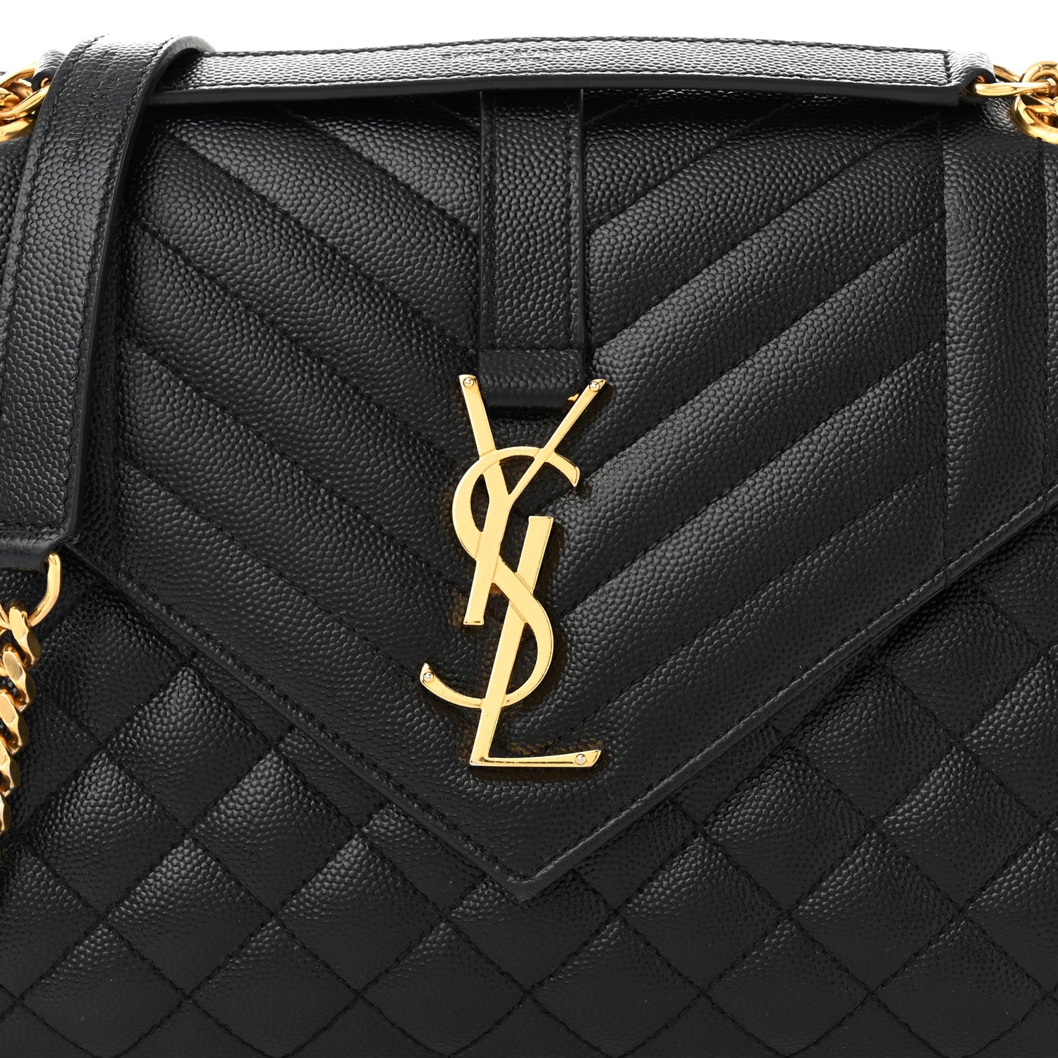 Saint Laurent Grain De Poudre Textured Mixed Matelasse Triquilt Medium Monogram Satchel Black 8 of 10
