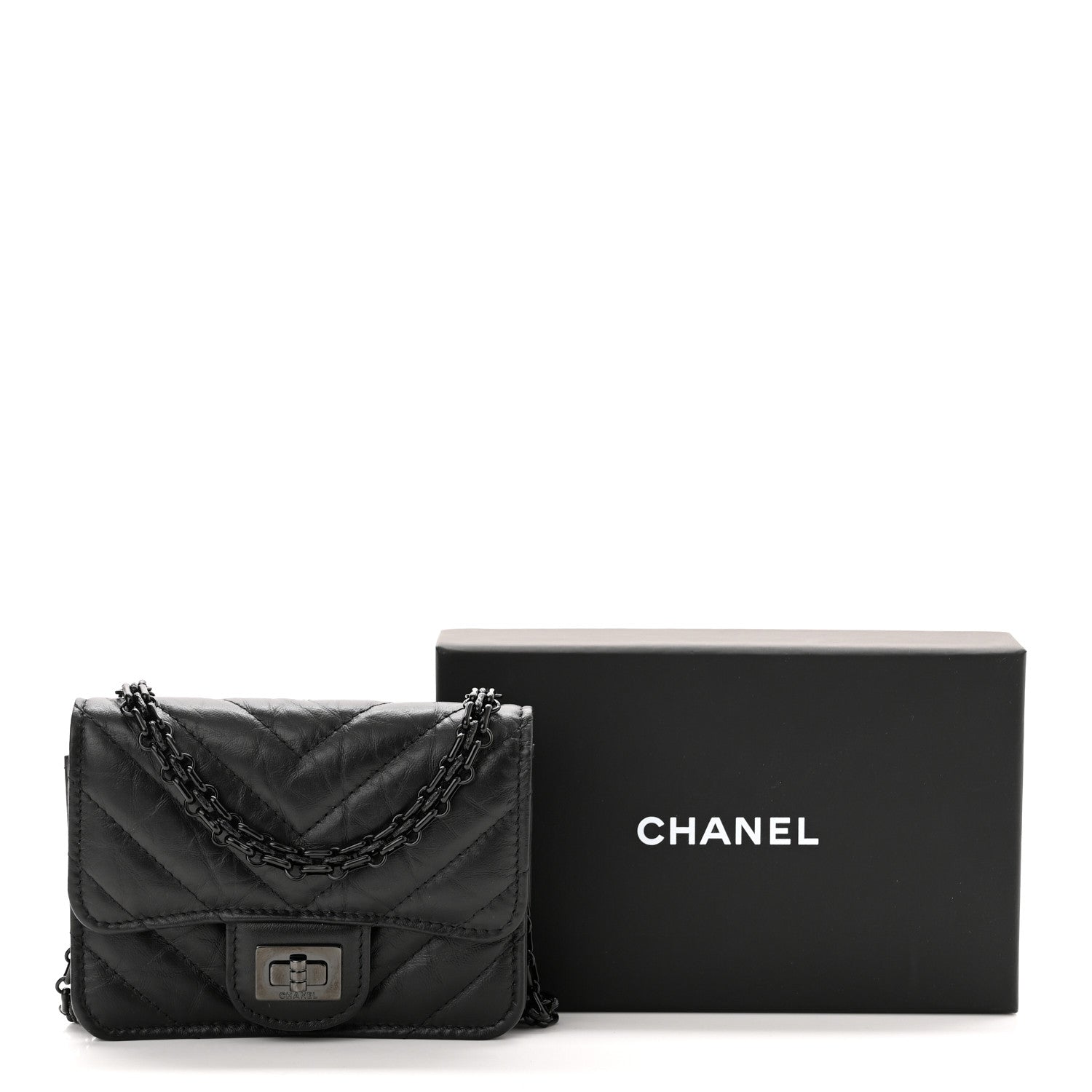 Chanel Aged Calfskin Chevron Quilted Reissue Belt Bag Black 11 of 11