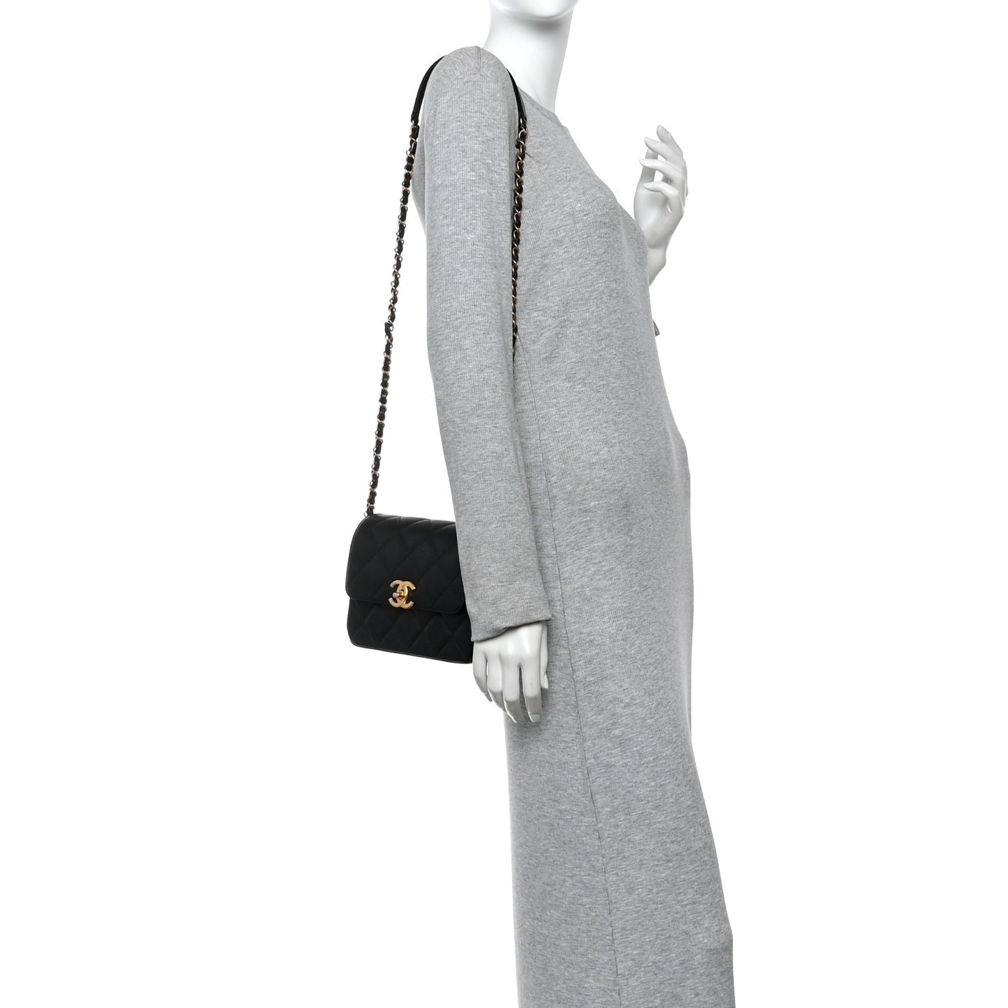 Shiny Caviar Quilted Mini Flap Black
