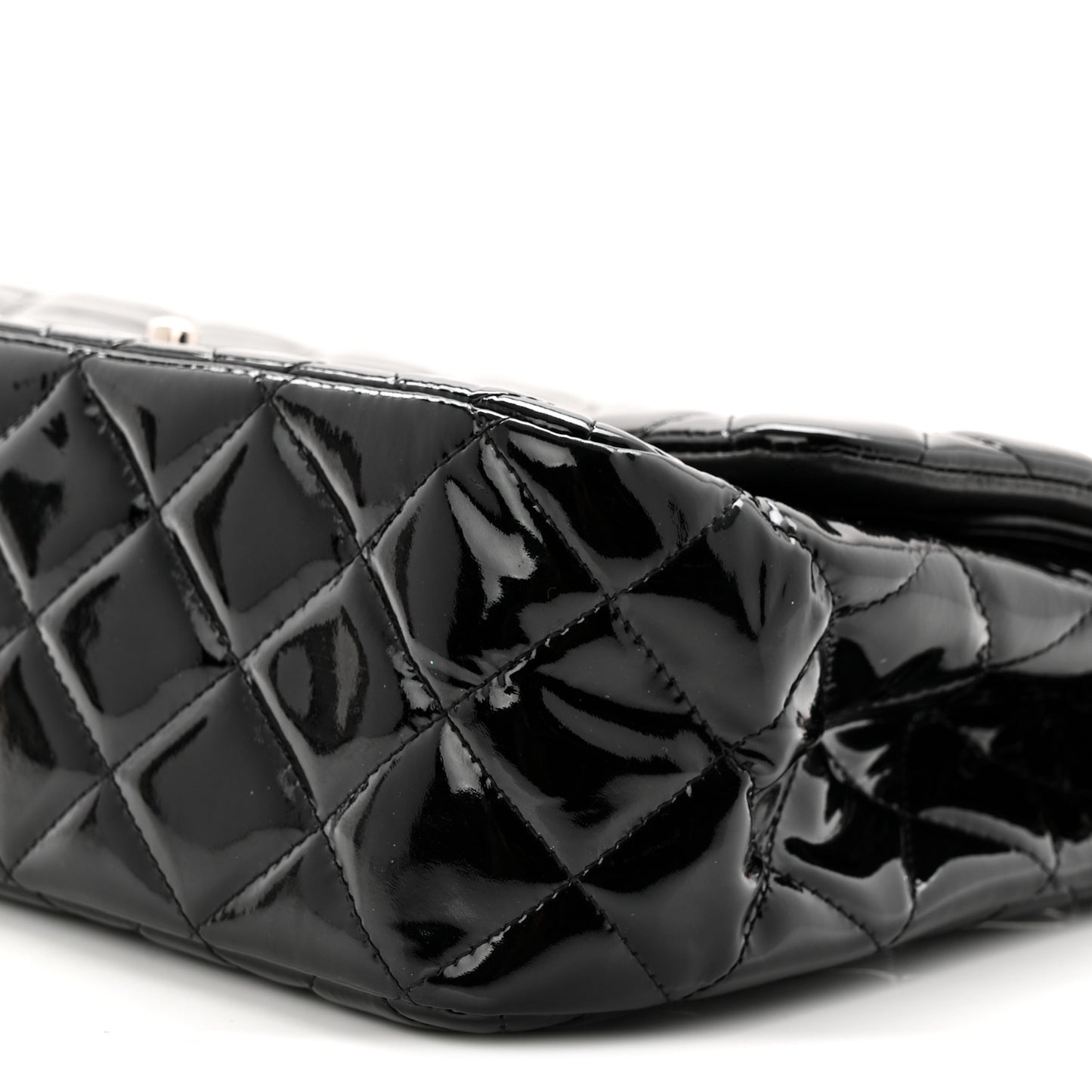 Patent Quilted Jumbo Double Flap Black