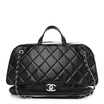 Chanel Aged Calfskin Quilted Large Express Bowling Bag Black 1 of 11