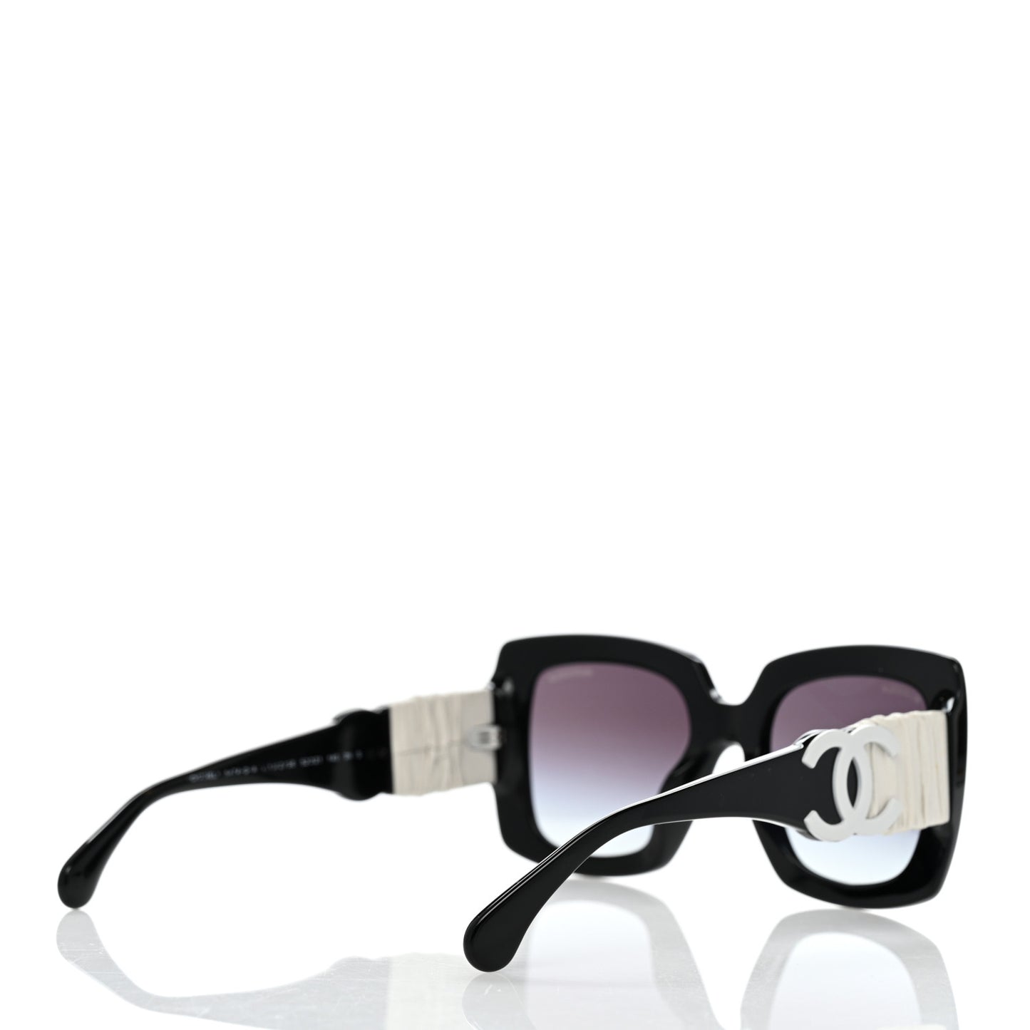 Acetate Calfskin Square Sunglasses 5474-Q-A Black White