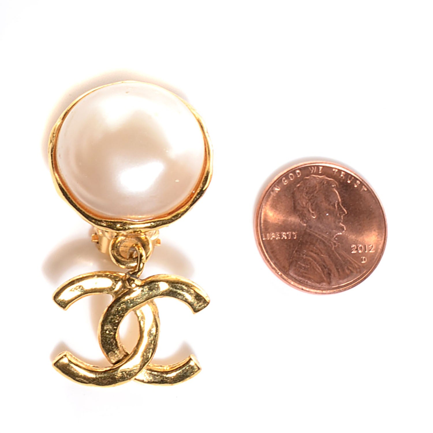 Chanel Pearl CC Drop Clip On Earrings Gold 2 of 4