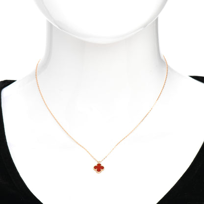 Van Cleef & Arpels 18K Rose Gold Carnelian Sweet Alhambra Pendant Necklace 2 of 5