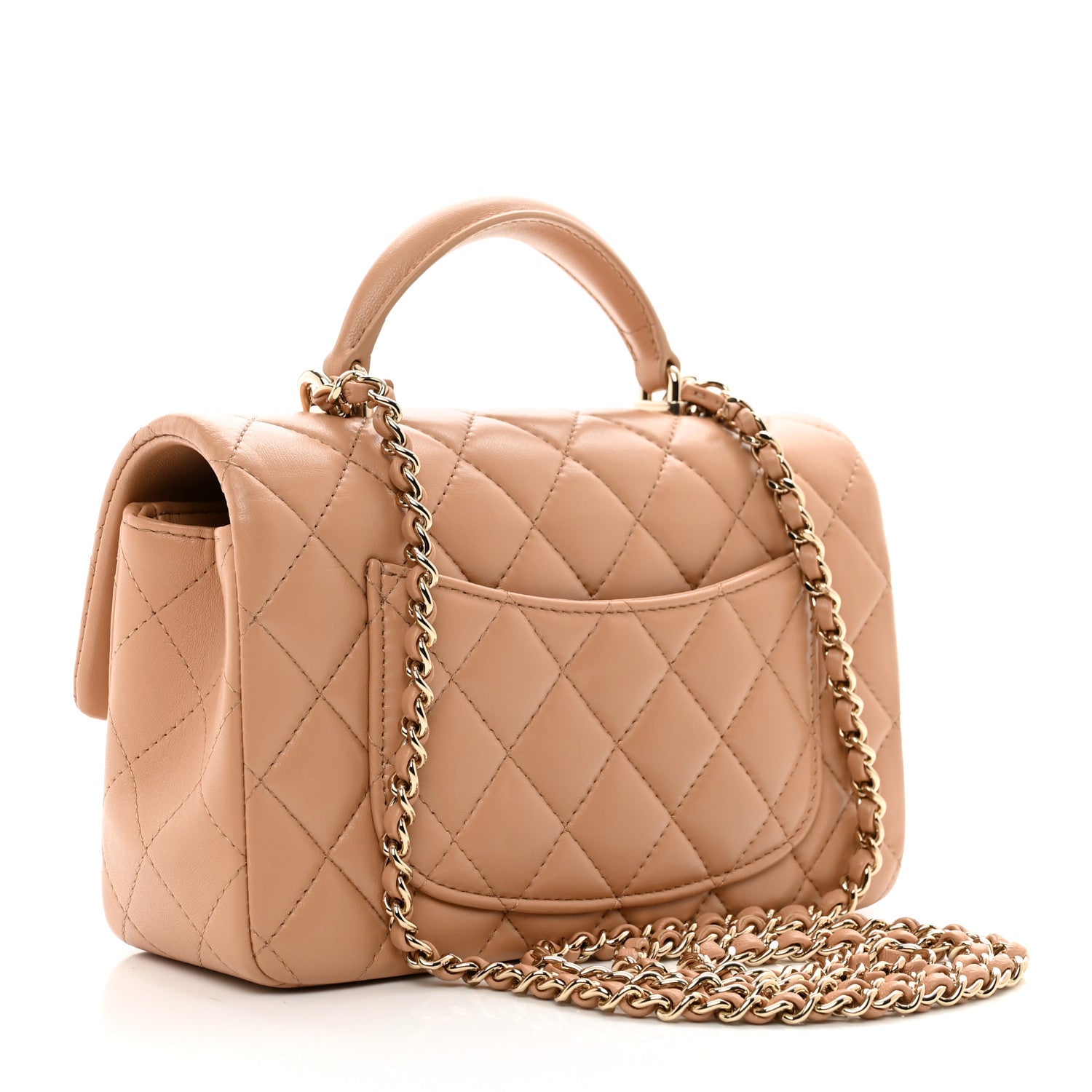 Chanel Lambskin Quilted Mini Top Handle Rectangular Flap Beige 3 of 12