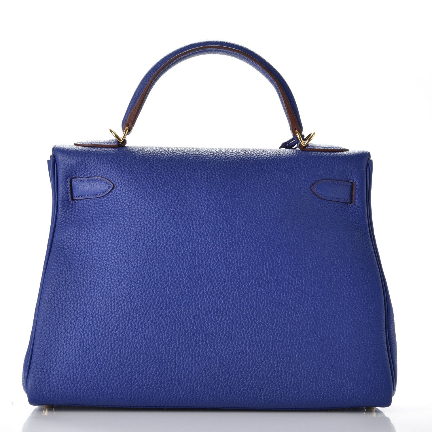 Hermes Togo Horseshoe Kelly Retourne 32 Bleu Electrique Rouge H 5 of 38