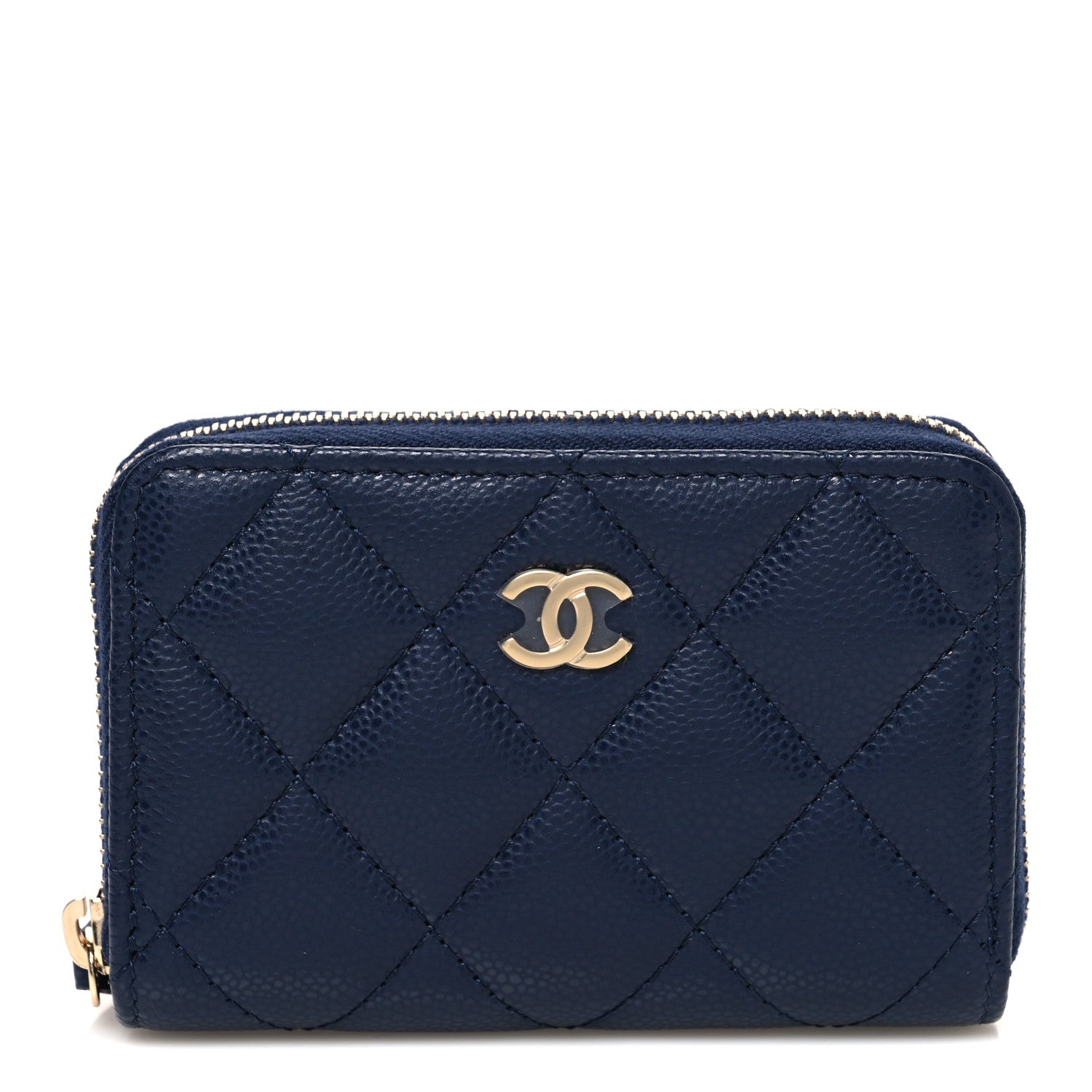Chanel Caviar Quilted Zip Coin Purse Dark Navy 1 of 8