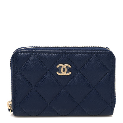 Chanel Caviar Quilted Zip Coin Purse Dark Navy 1 of 8