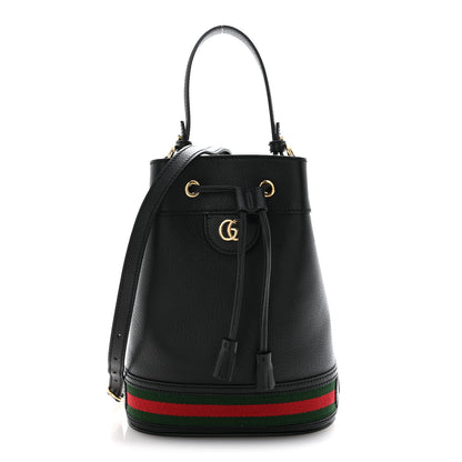 Gucci Glazed Textured Calfskin Web Small Ophidia Bucket Bag Black 1 of 13