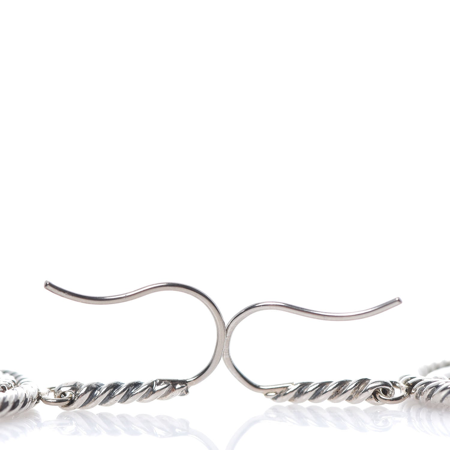 David Yurman Sterling Silver Diamond Quatrefoil Mobile Circle Earrings 3 of 4