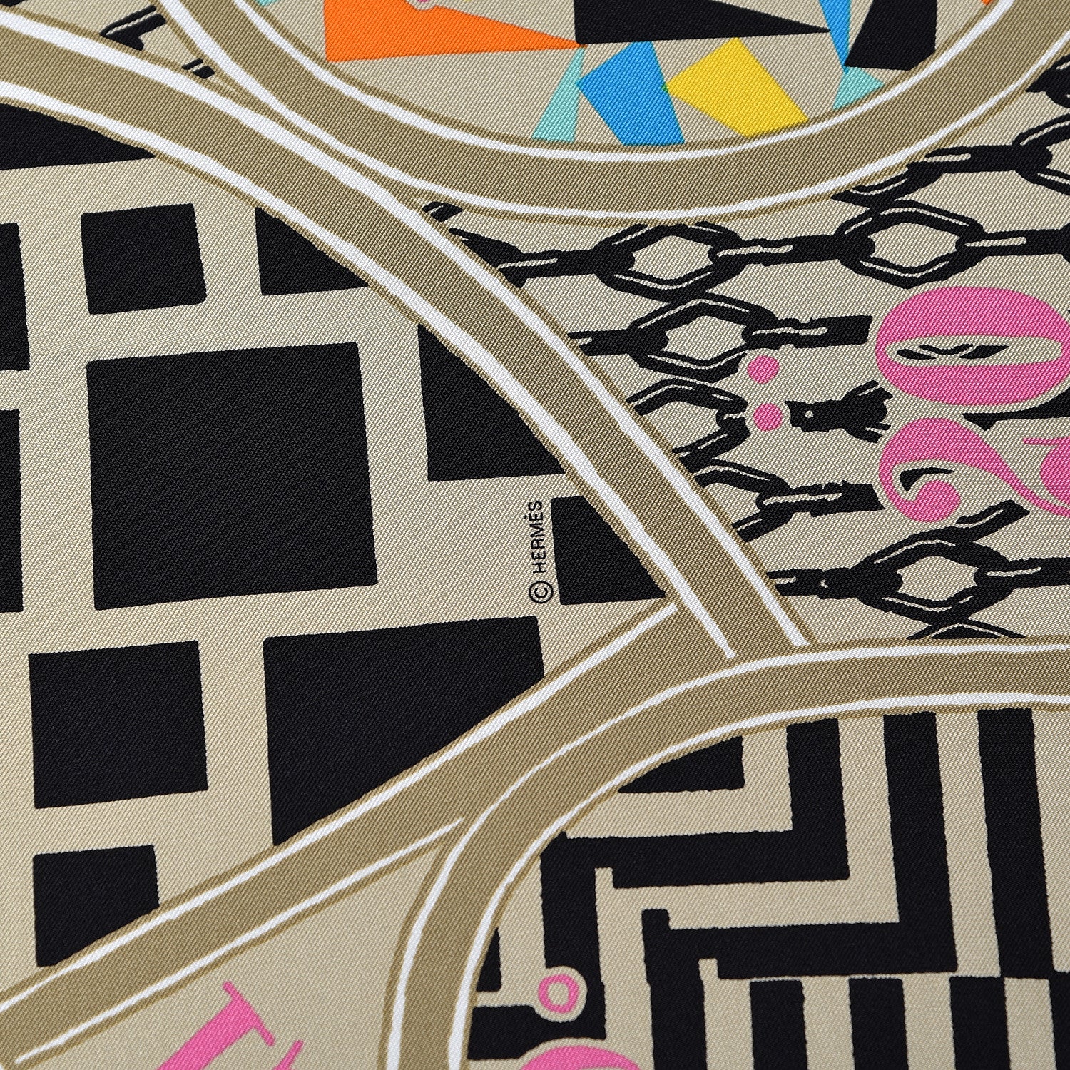 Hermes Silk Jeu De Soie Scarf 90 Mastic Bleu Multicolore 4 of 6