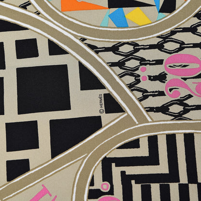 Hermes Silk Jeu De Soie Scarf 90 Mastic Bleu Multicolore 4 of 6