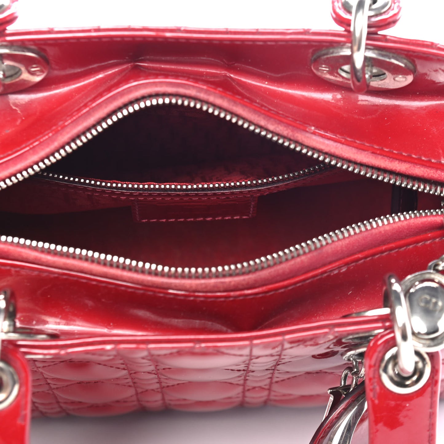 Patent Cannage Medium Lady Dior Red