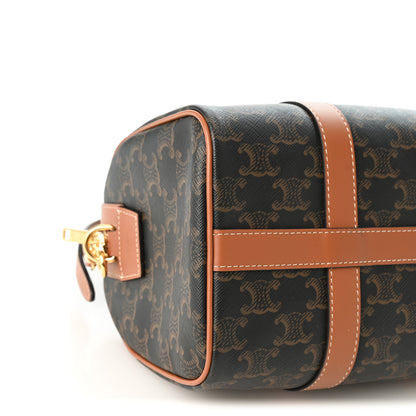 Celine Triomphe Canvas Calfskin Medium Boston Bag Tan 9 of 10
