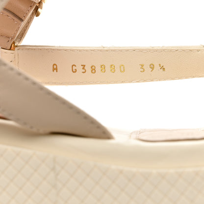 Chanel Lambskin Logo Platform Sandals 39.5 Beige Ivory White 6 of 9