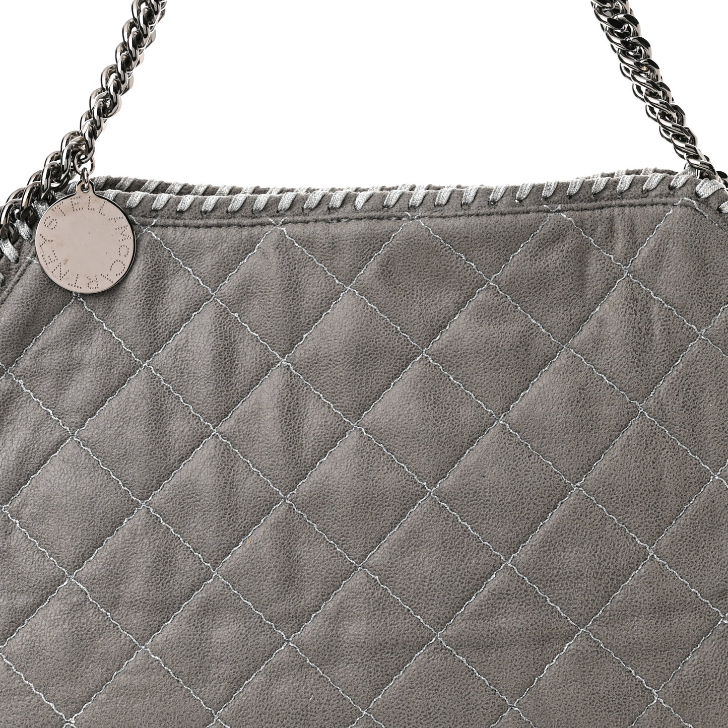 Shaggy Deer Quilted Small Falabella Tote Light Grey